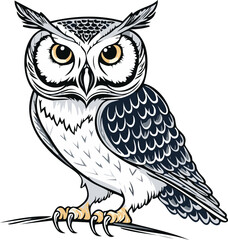Obraz premium Wise Owl Perched - Majestic Avian Display