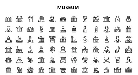 Obraz premium Museum & Art Gallery Icons: Solid Black Vector Symbols for Culture & History