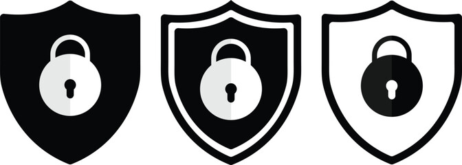 Shield Lock Icons – Secure Protection Padlock Symbol Set PNG