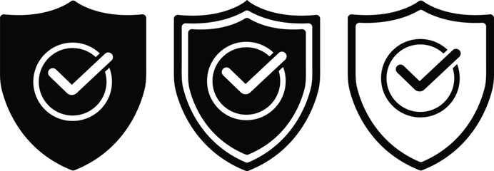 Shield Check Icons – Verified Protection Security Badge Symbol PNG