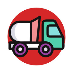 concrete truck on a red background