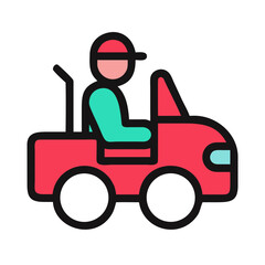 worker working on a кув tractor 