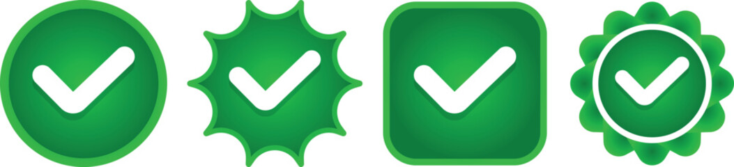 Green Checkmark Icons Set – Verified Approval Symbols Collection PNG