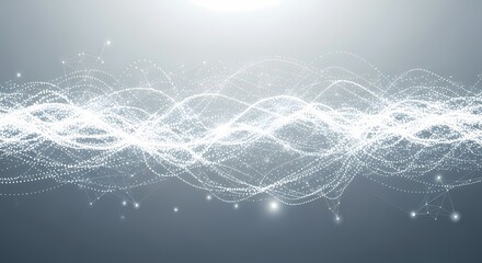 Naklejka premium Grey white abstract background with flowing particles. Digital future technology concept. vector illustration.