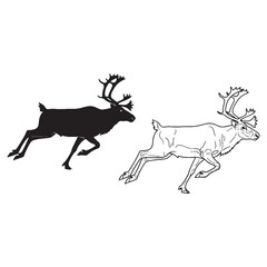 Adaptable Spirit Projected - Caribou Contour Assets - Clean Silhouette and Exacting Lineart - Caribou silhouette - Caribou lineart - Caribou vector - vector set of Caribou

