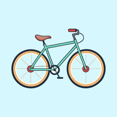 Obraz premium Stylized vintage bicycle with thin tires, light blue frame, and brown seat