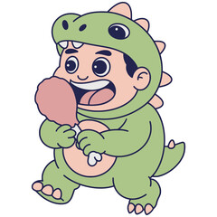 Obraz premium Character illustration using dino costume