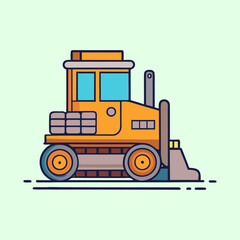 Cartoon illustration of a yellow construction bulldozer with a blade in front