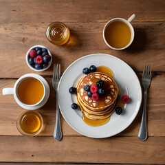 cup of tea and pancake , Ai generative 