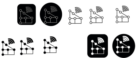 Wireless network signal icons for modern technology and communication designs showing signal strength