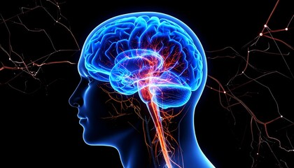 Human brain anatomy Neural activity concept.