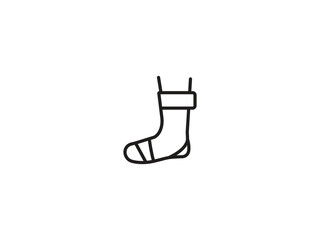 Stylish stocking outline illustration perfect for holiday designs or festive icons, creating a cozy and cheerful vibe for your seasonal projects this year.