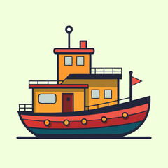 vector illustration of a tug boat