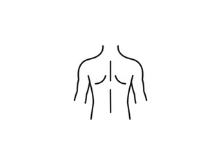 Minimalist back icon for anatomy guides or wellness promotions, featuring clean lines and a modern aesthetic for medical illustrations and fitness resources.
