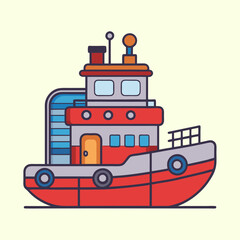 vector illustration of a tug boat