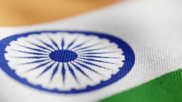 Macro shot of the Indian national flag detail