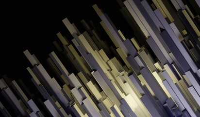 Obraz premium Shiny square bars, tall poles, abstract background, 3D illustration