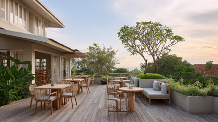 experience magic of bali with captivating sunset viewed from cozy terrace adorned with elegant wine glasses as sky