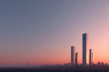 stunning d urban scene featuring modern skyscrapers silhouetted against breathtaking sunset