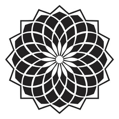 Obraz premium Black geometric floral mandala design white