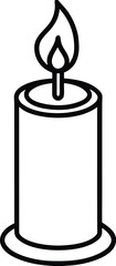 burning candle icon line art vector illustration on transparent background