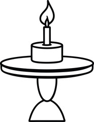 candlelit table icon line art vector illustration on transparent background