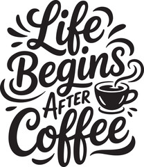 Funny Coffee Typography Set   Quirky Phrases with Handwritten Lettering and Whimsical Caffeine Themes
