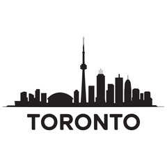 Obraz premium Toronto City urban skyline. Modern minimalist cityscape graphic, perfect for travel, banners or backgrounds. Vector black silhouette. with white background