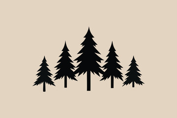 Black Forest Silhouette for Nature Themes. Outdoor Nature and Camping Icon. Evergreen Tree Silhouette Vector.