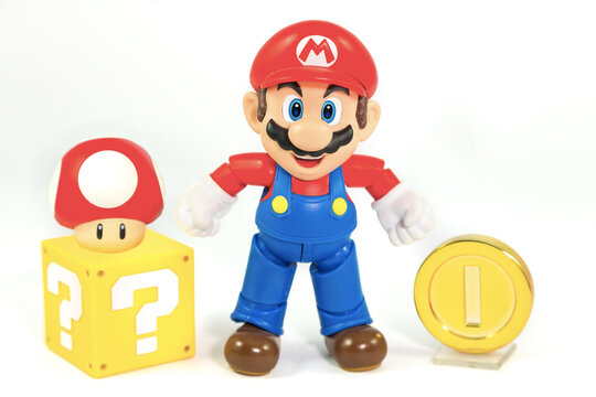 Bangkok, Thailand - March 27, 2016 : Super Mario Bros figure character from Super Mario video game console developed by Nintendo EAD.