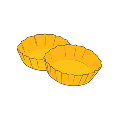 A pair of yellow fluted paper cupcake liners for baking, illustrated in a simple cartoon style.