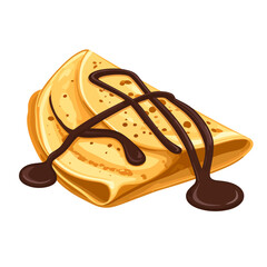 Delicious golden-brown folded crepe drizzled with glossy dark chocolate sauce.
