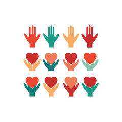 Obraz premium different hand holding heart set