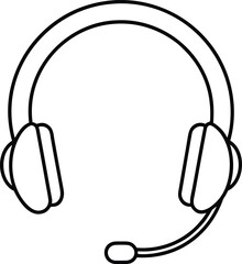 headset icon line art vector illustration on transparent background