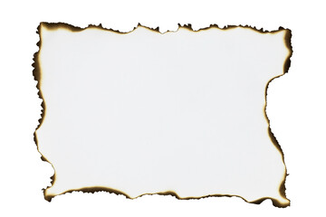 Large burnt paper frame with scorched edges. A vintage, grunge photo overlay for creating a treasure map or western-style poster, isolated on white background with clipping path.