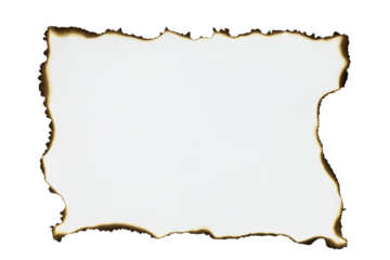 Large burnt paper frame with scorched edges. A vintage, grunge photo overlay for creating a treasure map or western-style poster, isolated on white background with clipping path.