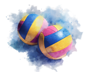  Pair of Watercolor Volleyballs transparent background