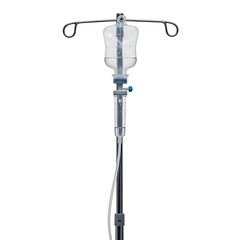 Medical iv drip stand with bag isolated on transparent background