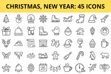 Christmas and New Year icons set concept of set icon  