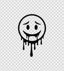 Sad emoji face in a dripping graffiti-inspired vector style – great for digital expression or street-style graphics.