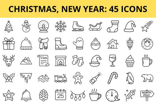 Christmas and New Year icons set concept of set icon  