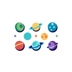 Fototapeta premium different planet with rings set