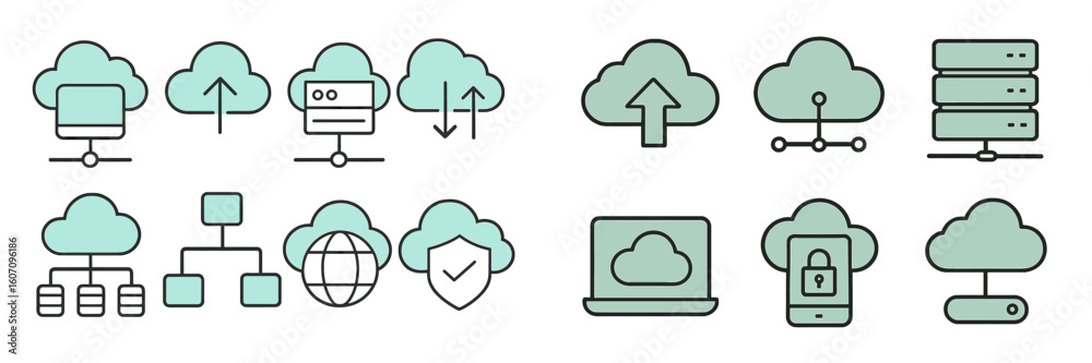Poster understanding cloud computing concepts and services through visual representations with connectivity