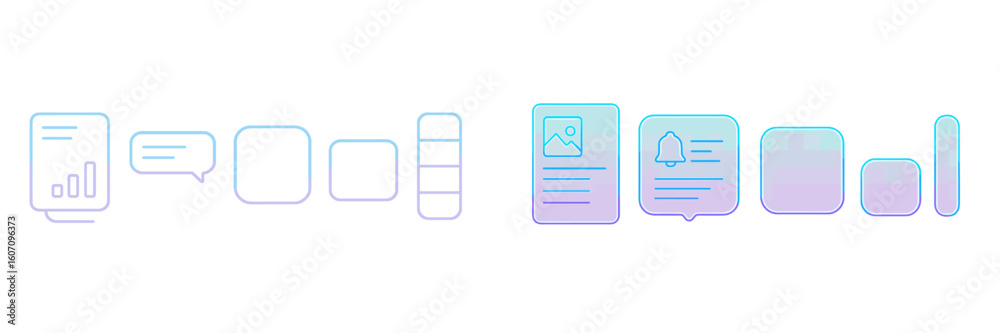 Poster modern user interface icons designed for digital applications showcasing various functionalities and
