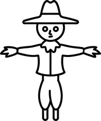 scarecrow icon line art vector illustration on transparent background	
