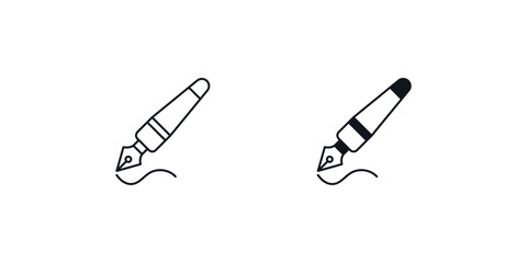 fountain pen set icon with white background vector stock illustration