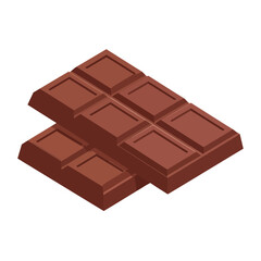 Two stacked milk chocolate bars with segmented squares, shown in an isometric vector style.
