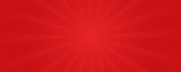 Red comic sunburst effect background with halftone. pop art comic-style vector background. Suitable for templates  sale banners  events  ads  web and pages