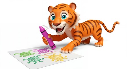 Fototapeta premium Cartoon tiger coloring activity
