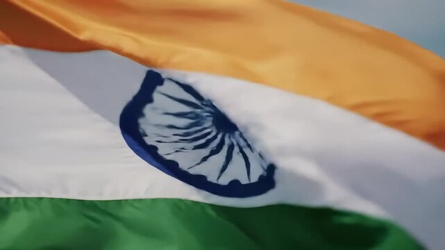 Waving Indian flag symbolizing nation and independence